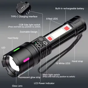 USB-C Rechargeable LED Flashlight, Long-lasting 2000 MAh Battery, Ideal for Camping and Hiking thumbnail-4
