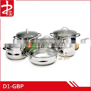 Stainless Steel Cookware Set Triple Bottom With Glass Lid thumbnail-1