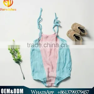 2016 Summer Children's Clothing Baby Girl Clothes Sling Splicing Color Jmpsuit Cotton Rompers thumbnail-1