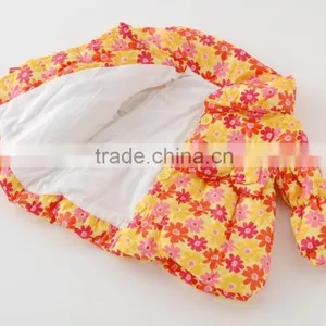 Japanese Wholesale Products High Quality Cute Infant Girl Winter Clothes Flower Pattern Shirring Jacket thumbnail-6