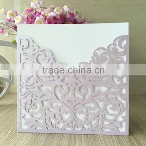 2016 Light Purple Hot-Selling Pocket Laser Cut Wedding Invitation Card,Wholesale Wedding Place Card Cover With Envelope thumbnail-3