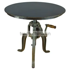 Industrial Crank Table,, Adjustable Hip Hop Crank Table, French Industrial Furniture thumbnail-1