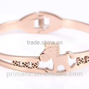 Custom Jewelry 316l Titanium Steel Rose Gold Plated Charm Bracelets Horse Bangles thumbnail-3