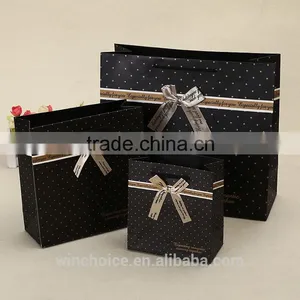 Ivory Board /art Paper Bag ,shopping Bags,promotion Bag ,cotton Rope Handle , Customized Printing is Welcome,with Bow-knot Decor thumbnail-1