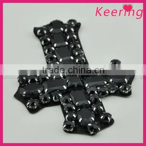 Fashion Handmade Embroidered Black Stone Beaded Appliques Wholesale WPH-1826 thumbnail-4