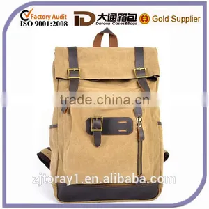 Designer High Density Canvas Leather Backpack for University Student thumbnail-1
