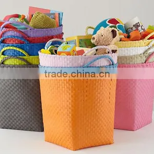 Plastic Woven Laundry Bin With Handles thumbnail-6