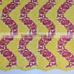 2015 New Fashion Lace Fabric for Nigerian Party With Pearls African Cord Lace Colorful Chemical Lace thumbnail-4