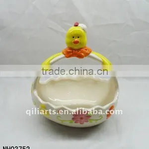 Ceramic Chicken Shaped Egg Basket thumbnail-1