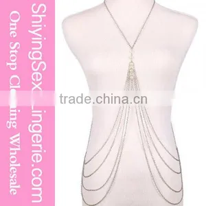 Elegant Multi-layer Silver Tassel Bikini Women Body Chain thumbnail-1