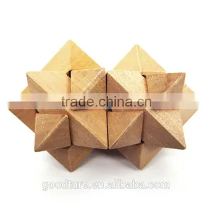 2015 Hot Sale Wooden IQ Intelligent Puzzle Magic Puzzle Kongming Lock Brain Teaser Model Number GAD1131 thumbnail-1