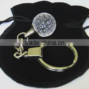 Crystal Golf Ball Promotional Key Rings for Sport Souvenirs With Keychain Led Light thumbnail-1