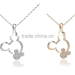 18k Austrian Crystal Mickey Mouse Pendant Necklace thumbnail-1
