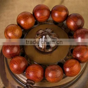 Men's Nice Round Natural Cat's Eye Red Antifatigue Sandalwood Beads Bracelet thumbnail-6