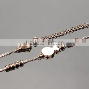 Fashion Womens Girls Stainless Steel Rose Gold Little Fish Pretty Chain Anklets thumbnail-2