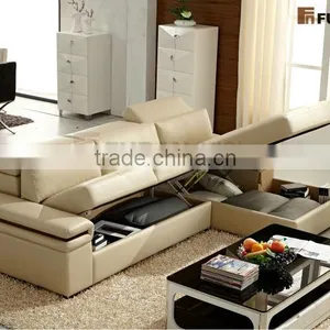 Corner Sofa Bed With Storage FM175 L Shape Leather Adjustable Headrest Sofa thumbnail-2
