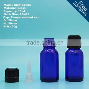 15ml 1/2 oz Blue Glass Essential Oil Bottle With Reducer Plug and Tamper-evident Cap thumbnail-1
