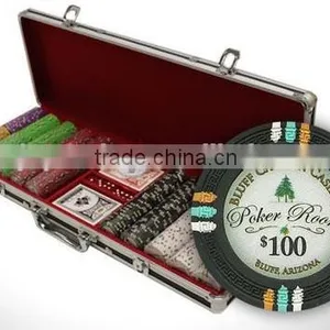NEW 500 Clay 13.5 Gram Poker Chips Set w Black Aluminum Case thumbnail-1