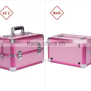 Professional Aluminum Makeup Case Pink Beauty Box Cosmetic Case thumbnail-3