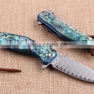 OEM Damascus Pocket Knife Application and Abalone Handle Knife thumbnail-2