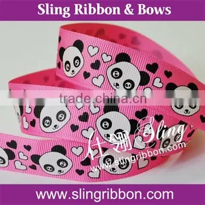 Pink Grosgrain Ribbon Printed Cute Panda thumbnail-1