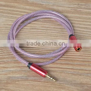China Supplier FIsh Net Pattern 3.5mm Male to Female Stereo Audio Cable thumbnail-1