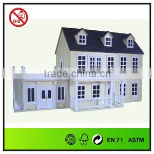 Cream Painted Big Toy Doll House Play Set thumbnail-1