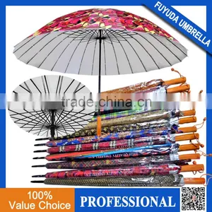 2016 Cheap Silver Printed Golf 16k 24k Wooden Handle Nigeria Wholesale Umbrella thumbnail-1