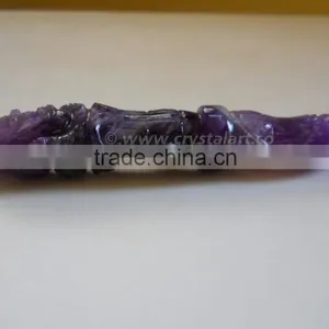 AMETHYST AGATE CARVING GANESHA HEALING STICK thumbnail-3