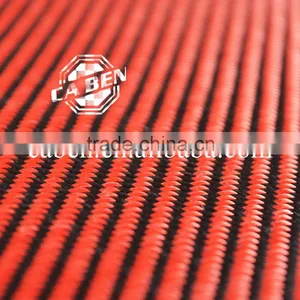 Hgih End 3k Twill Weave Pure Aramid Fiber Fabric Black and Red Hybird Cloths for Sale thumbnail-1