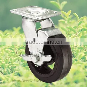 125mm Swivel Hardware Caster,Industrial Black Rubber Wheel thumbnail-4