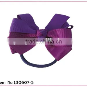 Round Metal Free Hair Elastic Band With Grosgrain Bowknot thumbnail-1