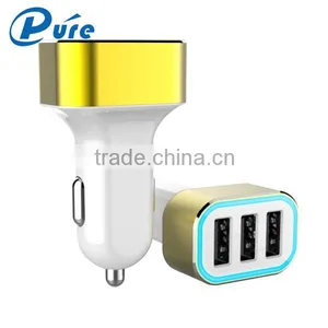 Factory New Product Promotional Multicolor 3 Port Usb Car Charger With LED Light Indication thumbnail-6