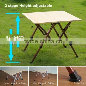 China Height Adjustable Folding Bamboo Table Outdoor Use Supplier thumbnail-1