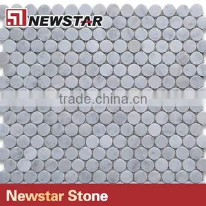 Bianco Carrera White Penny Round Marble Mosaic Tile thumbnail-3
