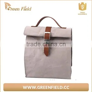 Grey Washable Paper Lunch Bag Portable Washable Paper Food Bag thumbnail-3