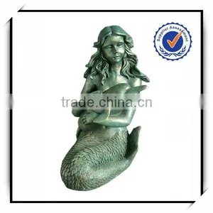 Outdoor 22 Inches High Fiberglass Resin Mermaid thumbnail-1