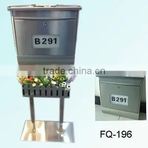 FQ-196 Cast Iron Metal Vertical Mailbox Stainless Steel Solar House Numbers Wall Mounted Letterbox thumbnail-3