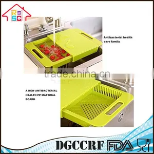 NBRSC Multi-Function Over The Sink Cutting Board Strainer Plastic Kitchen Tool thumbnail-5