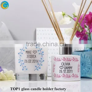Bling Collection Frosted Glass White Candle Holders thumbnail-1
