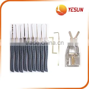 Padlock and Lockpick Tool Set With Plastic Box & Leather Bag & Brown Box Packing thumbnail-1