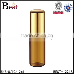 10ml Amber Cosmetic Essential Oil Roll on Glass Bottle With Aluminum Cap thumbnail-1