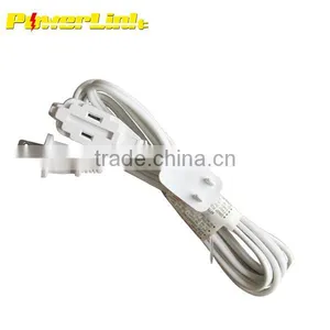 S60199 6 FT 3 Outlet 2 Prong Indoor Wall Power AC Extension Cord Cable White UL Listed thumbnail-1