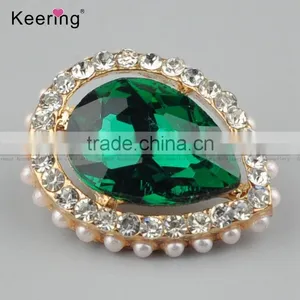 Keering-style Hotsale Nigerial Green Rhinestone Pearl Diamond Button Pins WBK-1465 thumbnail-1
