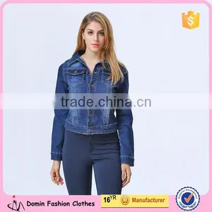 New Fashion Wholesale Long Sleeve Fitted Denim Jacket For Women thumbnail-1