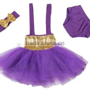 2016 China Low Price Wholesale Baby Sequin Romper Tutu Set With Headband and Skirt for Dancing thumbnail-3