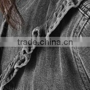 Ladies Fashion 100% Cotton Colored Blouse Frill Denim Shirts thumbnail-5