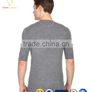 Short Sleeve T-shirt Wool Knitted Mens Crewneck Sweater thumbnail-2