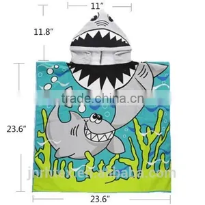 Cute Blue Beach Pool Microfiber Hooded Poncho Towel for Boys thumbnail-4