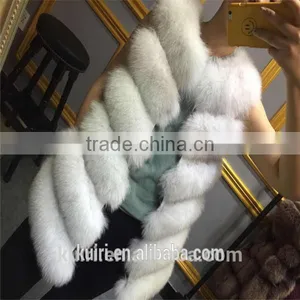 100% Real Genuine Fox Fur Long Vest Gilet Waistcoat Jacket Ladies Luxury Warm thumbnail-2
